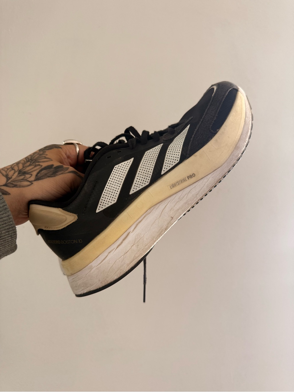 Adidas Adizero Black And Cream Running Sneaker